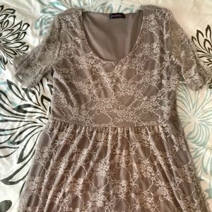 Nude Lace Knee Length Dress